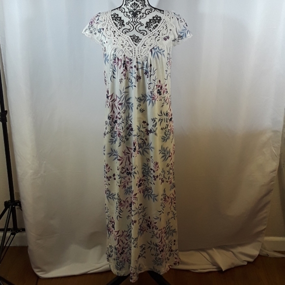 Charter Club Floral Print Nightgown with Lace - Picture 3 of 6